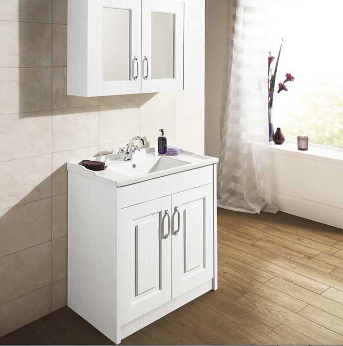 Badezimmer, Günstige waschtische mit unterschrank mit eleganten weißen farbe für weiss badezimmer.  