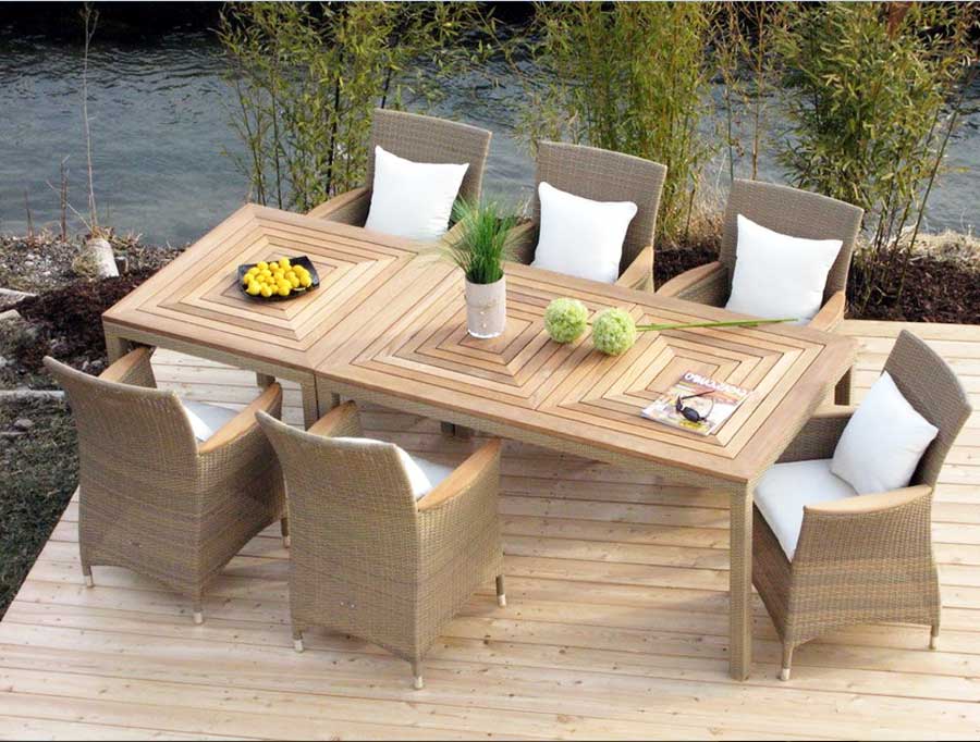 Terrassen, Terrassenmöbel teak tisch mit größe 150 x 90 cm.  