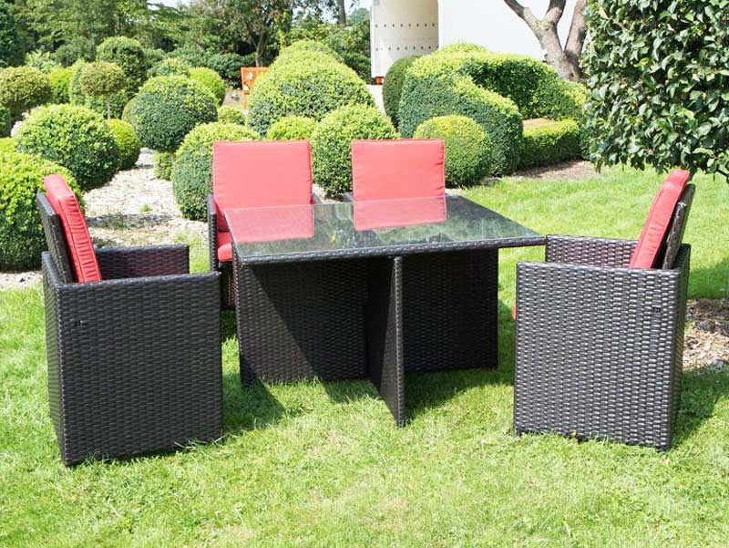  Günstige terrassenmöbel mit material aus stahl und rattan und gewicht 58 kg dass inklusive im terrassenmöbel günstig aus rattan eignung für 4 personen mit farbe rote polster und kissen  