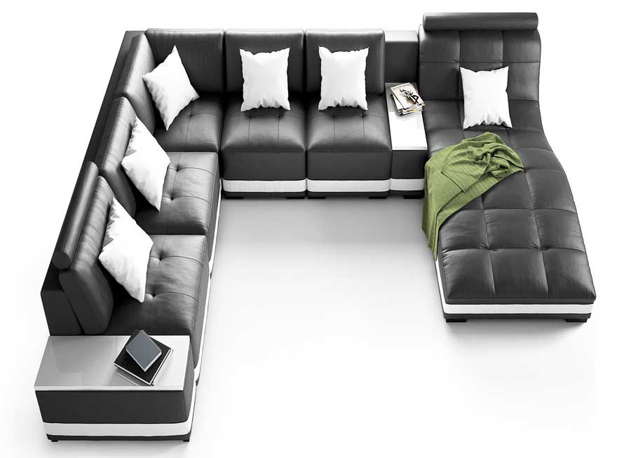 Wohnzimmer, XXL leder wohnlandschaft mit schlaffunktion und inkl. kissen.  