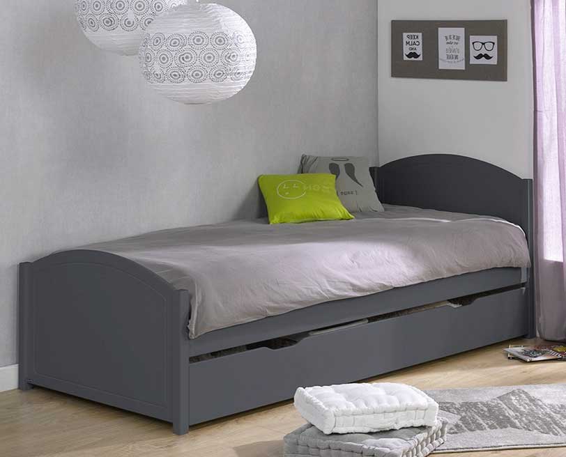 Schlafzimmer, Betten 90×200 mit lattenrost aus Holz und inkl. 2 Schubladen.  