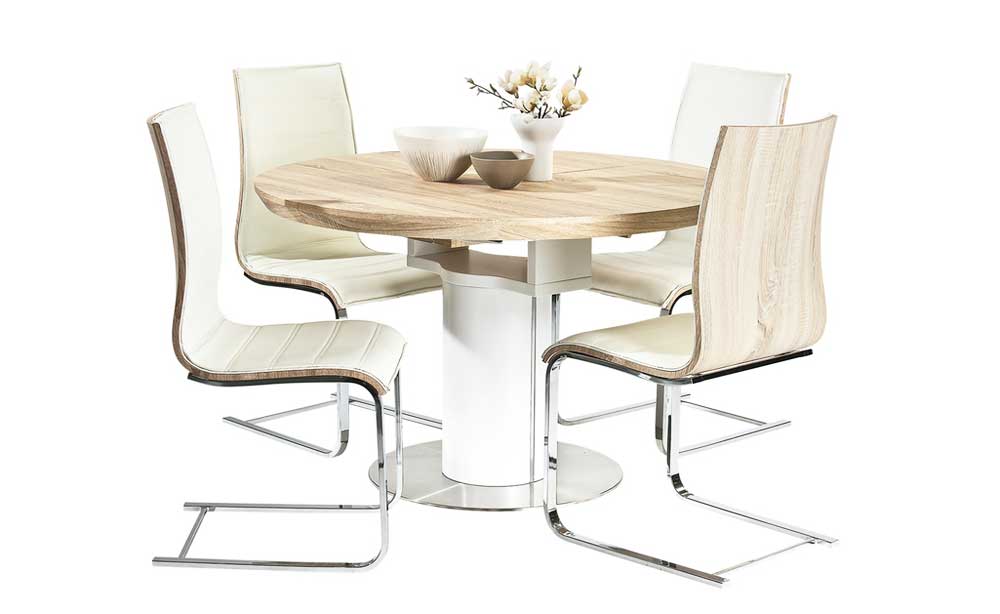 Esstisch mittelfuß ausziehbar mit material aus teakholz und metall Esszimmer, Esstisch mittelfuß ausziehbar mit material aus teakholz und metall.