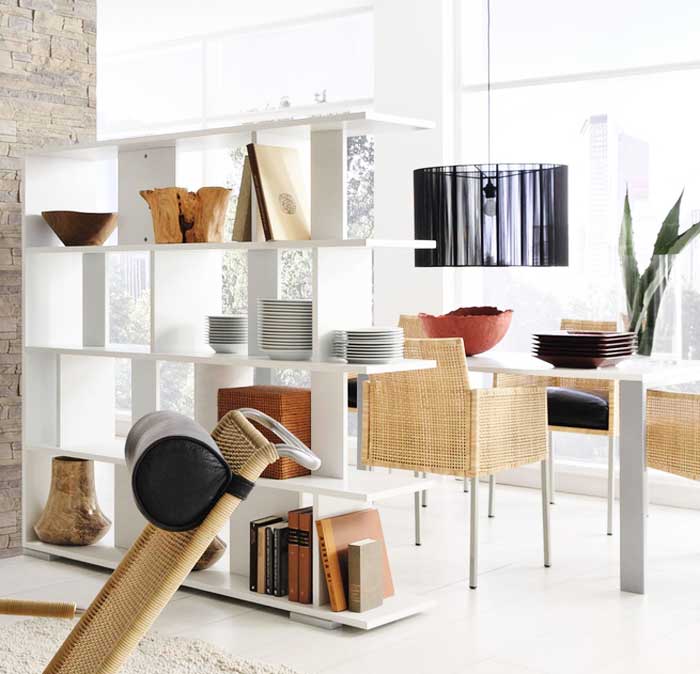 Haus Ideen, Regal raumteiler weiß mti höhe 154 cm, tiefe 38 cm, breite 152 cm.  