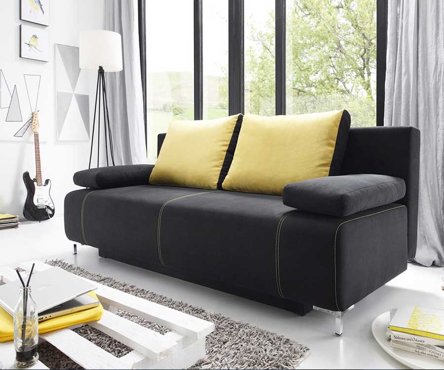 Schlafsofa 2 sitzer bettkasten aus polyester mit 2 kissen Wohnzimmer, Schlafsofa 2 sitzer bettkasten aus polyester mit 2 kissen.
