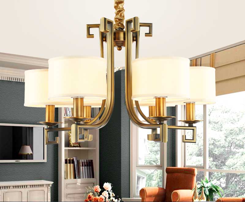 Kronleuchter antik messing mit schirm aus stoff im form runde inklusive 3 leuchten Wohnzimmer, Kronleuchter antik messing mit schirm aus stoff im form runde inklusive 3 leuchten.