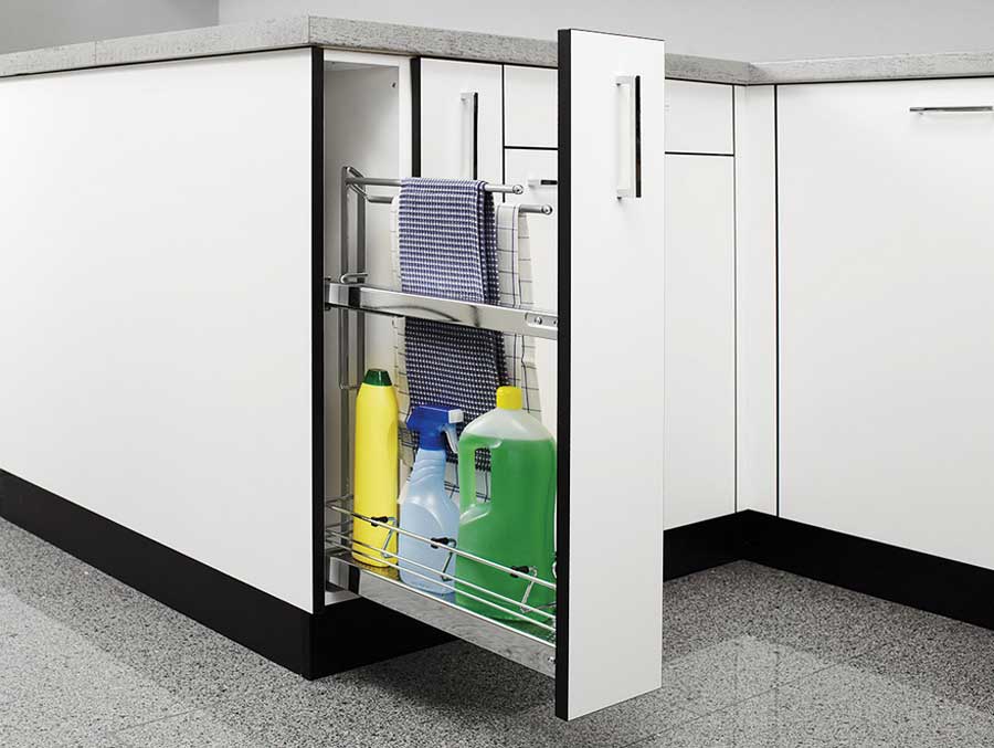 Küche handtuchhalter ausziehbar mit Ablage in einem küchenschrank installiert Küche handtuchhalter ausziehbar mit Ablage in einem küchenschrank installiert