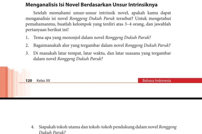 Unsur intrinsik novel ronggeng dukuh paruk