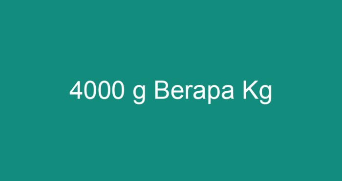 4000 g berapa kg