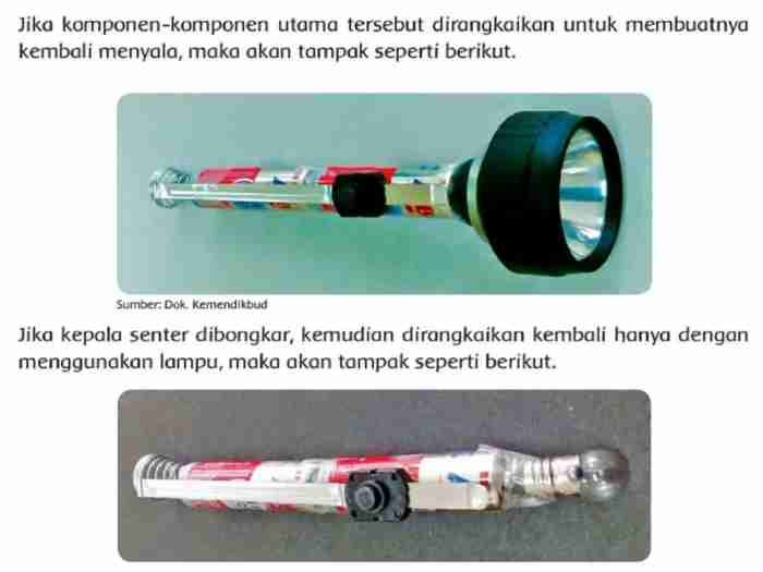 Senter komponen pada kembali dirangkaikan maka tampak jika percobaan listrik lampu menyala halaman membuatnya dibongkar hanya