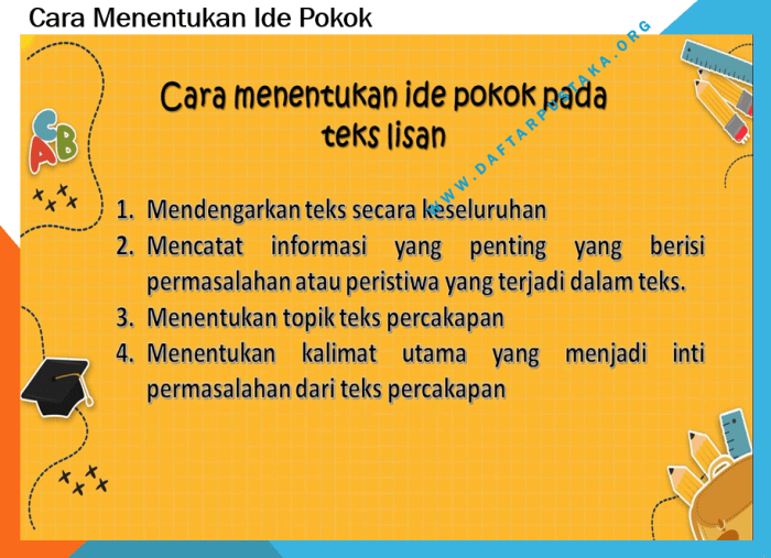 Bagaimana cara menentukan ide pokok pada teks lisan