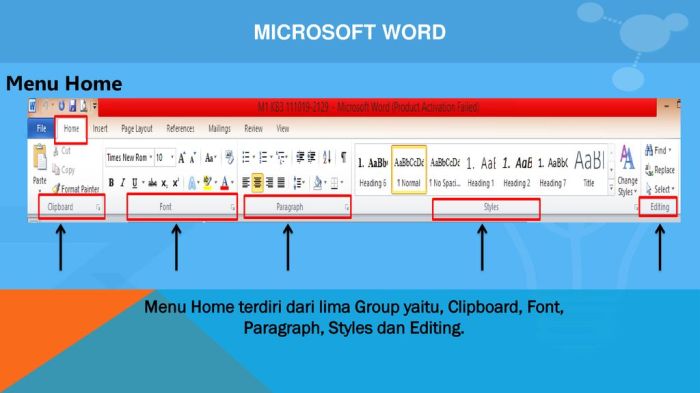 Tab home terdiri dari group