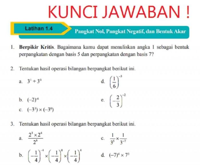 Tentukan hasil operasi bilangan berpangkat berikut ini