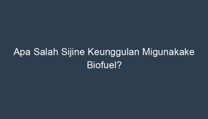 Apa salah sijine keunggulan migunakake biofuel