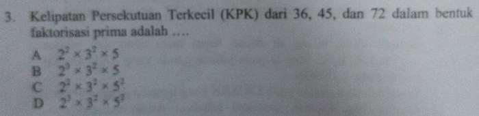 Kelipatan persekutuan terkecil dari 52 dan 98 adalah