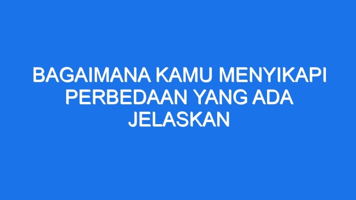 Bagaimana kamu menyikapi perbedaan yang ada jelaskan