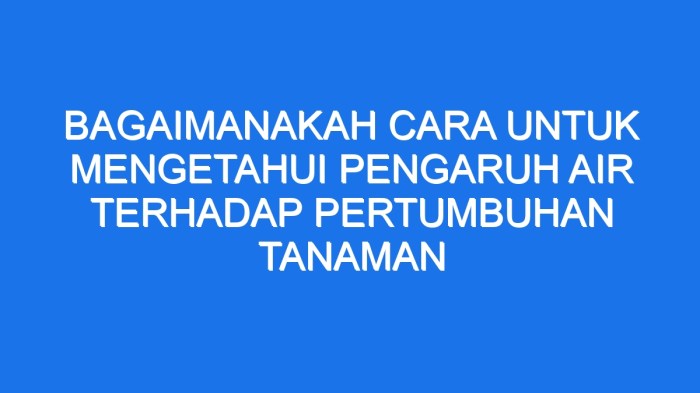 Bagaimanakah cara untuk mengetahui pengaruh air terhadap pertumbuhan tanaman