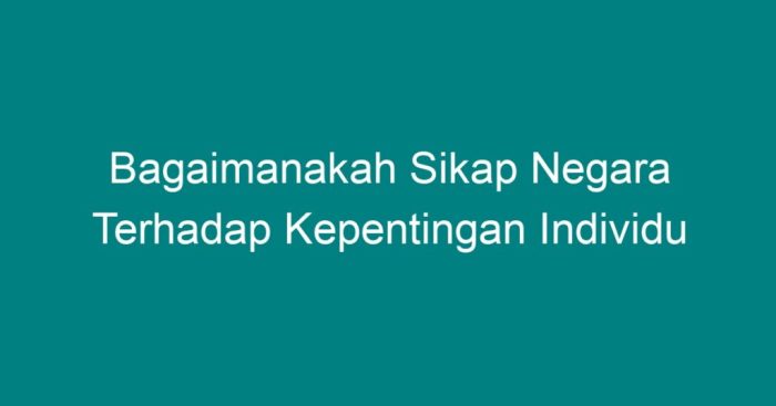 Bagaimanakah sikap negara terhadap kepentingan individu