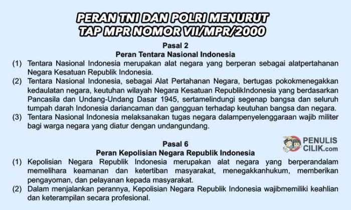 Mpr nomor menurut tni peran polri vii perbedaan bagaimana