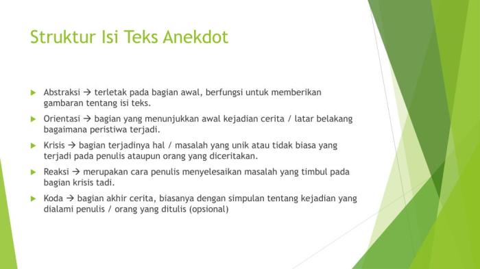 Bagaimana cara mengevaluasi struktur isi dalam teks anekdot