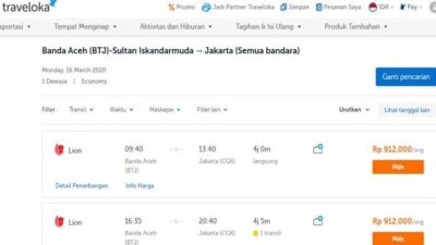 Capai juta tiket aceh banda rp pesawat traveloka layar