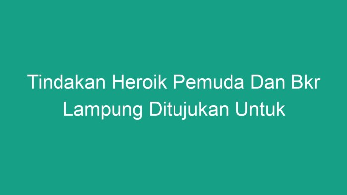 Tindakan heroik pemuda dan bkr lampung ditujukan untuk